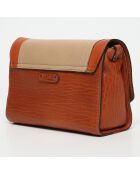 Sac bandoulière en Cuir d'Agneau Alice  java cognac/nude  - 25x18x10 cm