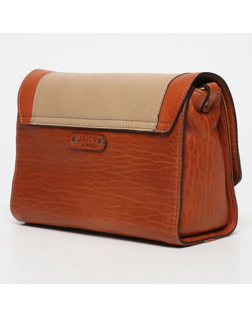 Sac bandoulière en Cuir d'Agneau Alice  java cognac/nude  - 25x18x10 cm