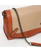 Sac bandoulière en Cuir d'Agneau Alice  java cognac/nude  - 25x18x10 cm