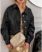 Amaia Schultertasche aus goldfarbenem Leder - 23x17,5x7 cm