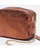 Sac bandoulière en Cuir Amaia bronze - 23x17.5x7 cm