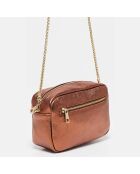 Sac bandoulière en Cuir Amaia bronze - 23x17.5x7 cm