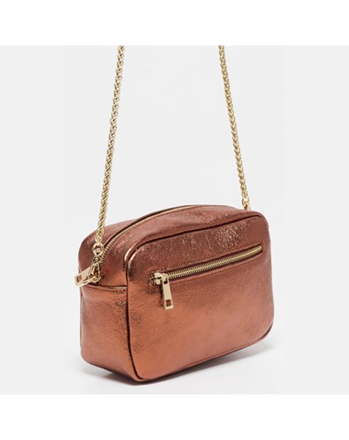 Sac bandoulière en Cuir Amaia bronze - 23x17.5x7 cm