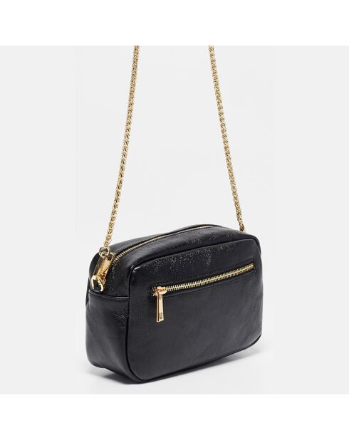 Amaia metalen zwarte leren schoudertas - 23x17,5x7 cm