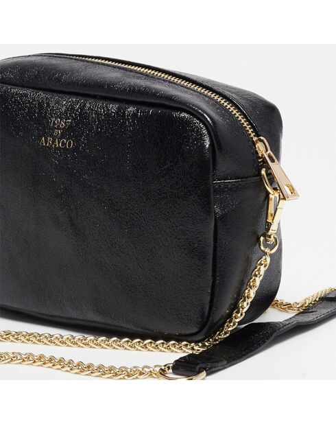 Amaia metalen zwarte leren schoudertas - 23x17,5x7 cm