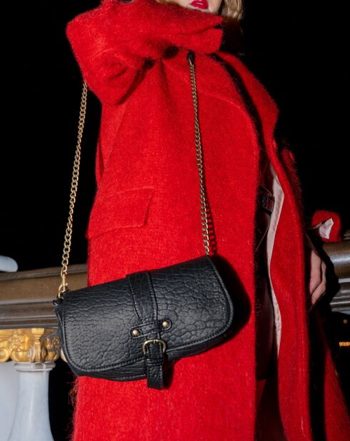 Beauty zwarte schoudertas van lamsleer - 22x11x3 cm