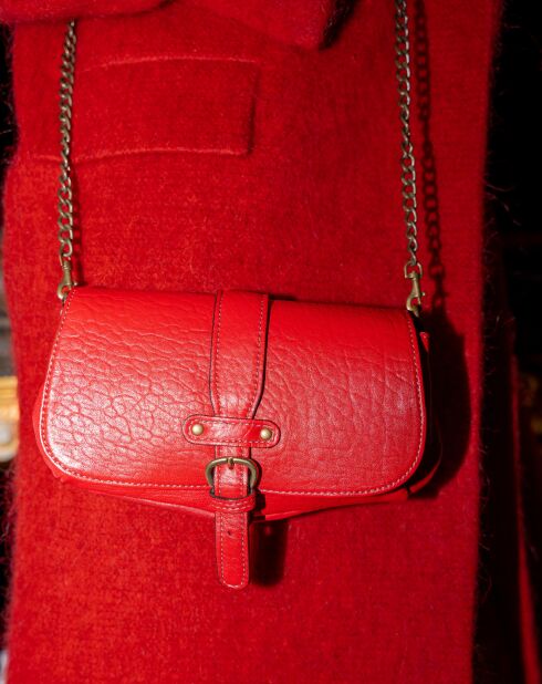 Sac bandoulière en Cuir d'Agneau Beauty rouge - 22x11x3 cm