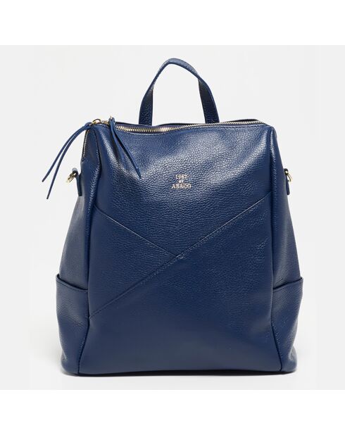 Sac à dos en Cuir Izia bleu marine - 25x35x14 cm