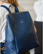Sac à dos en Cuir Izia bleu marine - 25x35x14 cm