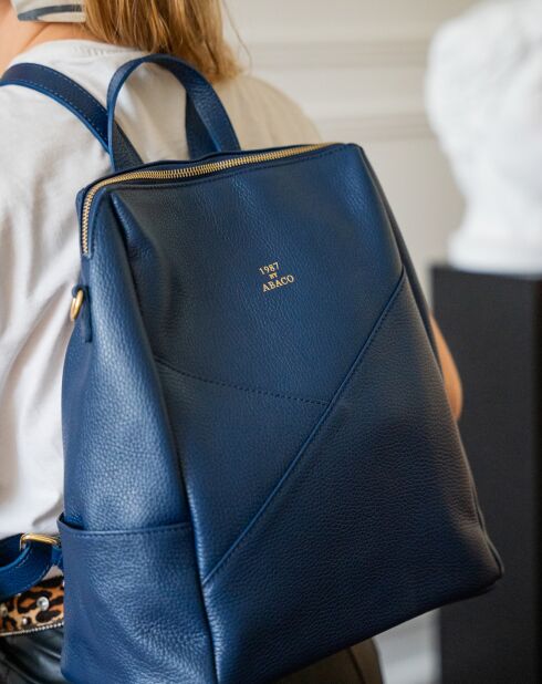 Sac à dos en Cuir Izia bleu marine - 25x35x14 cm