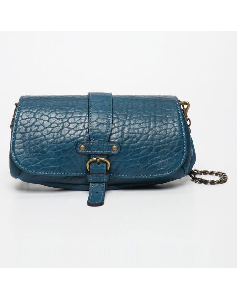 Sac bandoulière en Cuir d'Agneau Beauty goat bleu - 22x11x3 cm