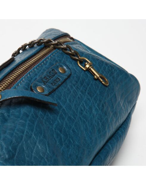 Sac bandoulière en Cuir d'Agneau Beauty goat bleu - 22x11x3 cm