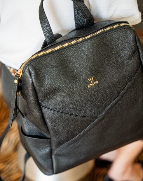 Sac à dos en Cuir Izia noir - 25x35x14 cm