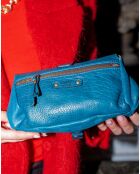 Sac bandoulière en Cuir d'Agneau Beauty goat bleu - 22x11x3 cm