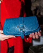 Sac bandoulière en Cuir d'Agneau Beauty goat bleu - 22x11x3 cm