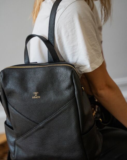 Sac à dos en Cuir Izia noir - 25x35x14 cm