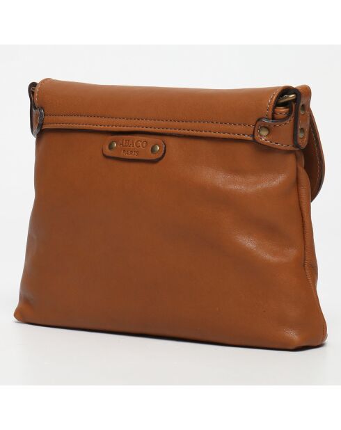 Sac bandoulière en Cuir d'Agneau Diago camel  - 26x20x1 cm