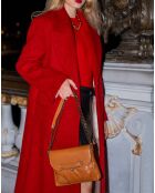 Sac bandoulière en Cuir d'Agneau Diago camel  - 26x20x1 cm