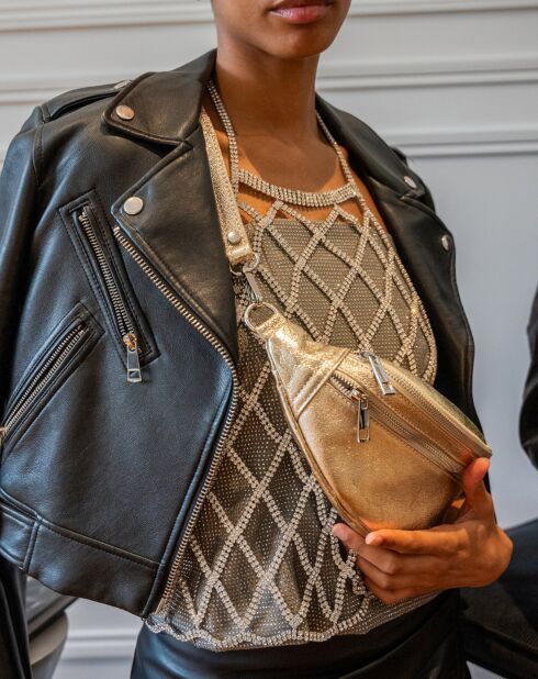 Marsupio in pelle Lyat dorata - 32,5 x13,5x7 cm