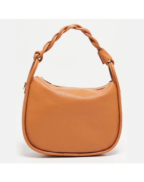 Sac bandoulière en Cuir Marcia camel - 32x 26x11 cm