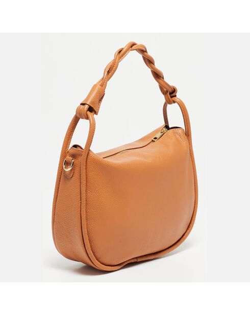 Sac bandoulière en Cuir Marcia camel - 32x 26x11 cm
