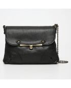 Sac bandoulière en Cuir d'Agneau Diago noir - 26x20x1 cm