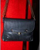 Sac bandoulière en Cuir d'Agneau Diago noir - 26x20x1 cm