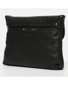 Sac bandoulière en Cuir d'Agneau Diago noir - 26x20x1 cm