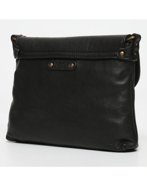 Sac bandoulière en Cuir d'Agneau Diago noir - 26x20x1 cm