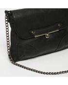 Sac bandoulière en Cuir d'Agneau Diago noir - 26x20x1 cm
