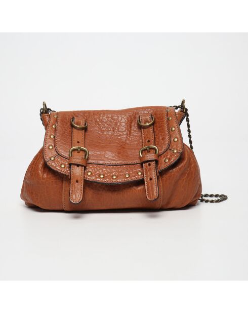 Sac bandoulière en Cuir d'Agneau Donna camel  - 25x20x3 cm