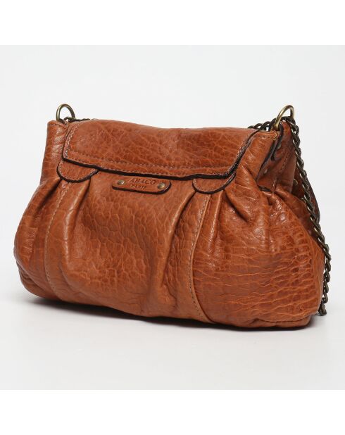 Sac bandoulière en Cuir d'Agneau Donna camel  - 25x20x3 cm