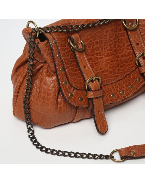 Sac bandoulière en Cuir d'Agneau Donna camel  - 25x20x3 cm