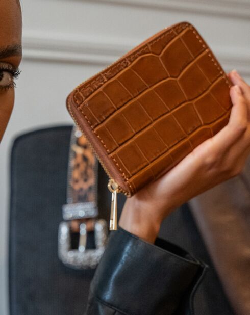 Compagno Mini Waly Camel in pelle - 12x10 cm