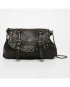 Sac bandoulière en Cuir d'Agneau Donna noir - 25x20x3 cm