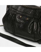 Sac bandoulière en Cuir d'Agneau Donna noir - 25x20x3 cm
