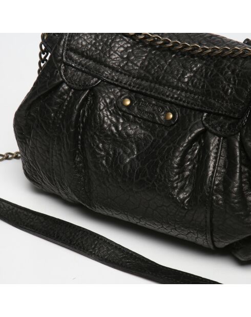Sac bandoulière en Cuir d'Agneau Donna noir - 25x20x3 cm