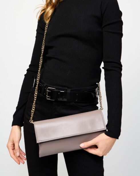 Sac bandoulière en Cuir de Vachette Gala taupe  - 26.5x14 cm