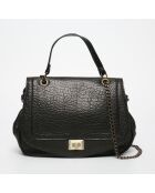 Sac bandoulière en Cuir d'Agneau Joyce noir - 27x22x8 cm