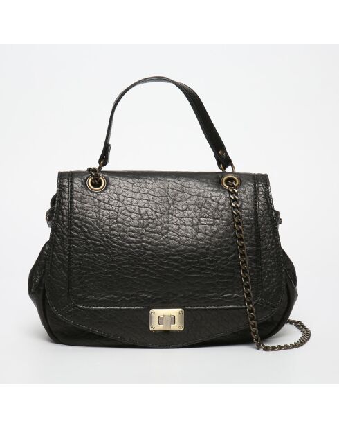 Sac bandoulière en Cuir d'Agneau Joyce noir - 27x22x8 cm