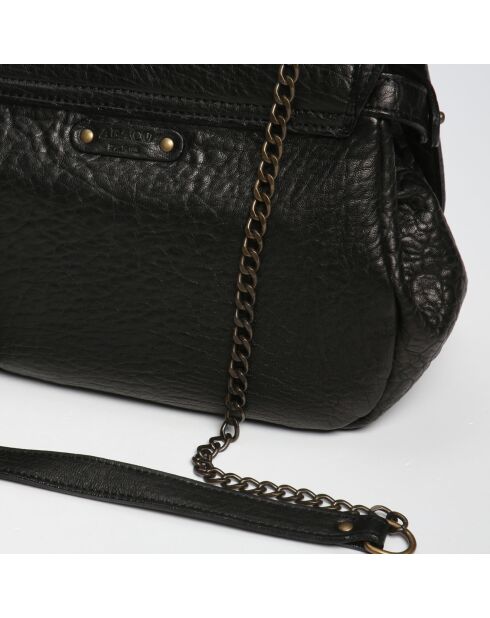 Sac bandoulière en Cuir d'Agneau Joyce noir - 27x22x8 cm