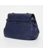 Sac bandoulière en Cuir d'Agneau Joyce bleu marine - 27x22x8 cm