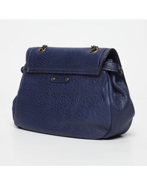 Sac bandoulière en Cuir d'Agneau Joyce bleu marine - 27x22x8 cm