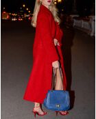 Sac bandoulière en Cuir d'Agneau Joyce bleu marine - 27x22x8 cm
