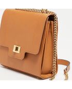 Sac bandoulière en Cuir de Vachette Tine camel  - 24x23x7 cm