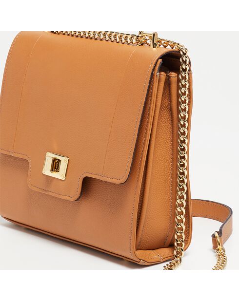 Sac bandoulière en Cuir de Vachette Tine camel  - 24x23x7 cm