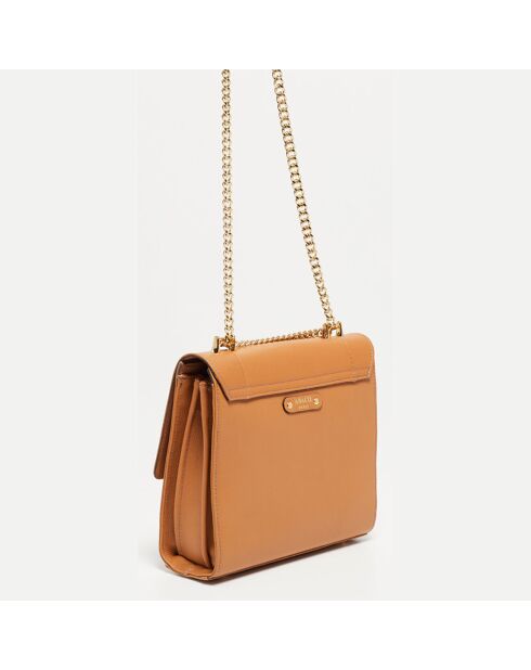 Sac bandoulière en Cuir de Vachette Tine camel  - 24x23x7 cm