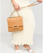 Sac bandoulière en Cuir de Vachette Tine camel  - 24x23x7 cm