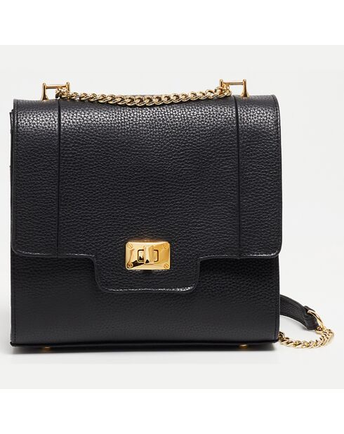 Sac bandoulière en Cuir de Vachette Tine noir - 24x23x7 cm