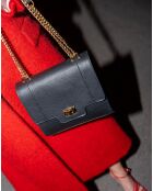 Sac bandoulière en Cuir de Vachette Tine noir - 24x23x7 cm